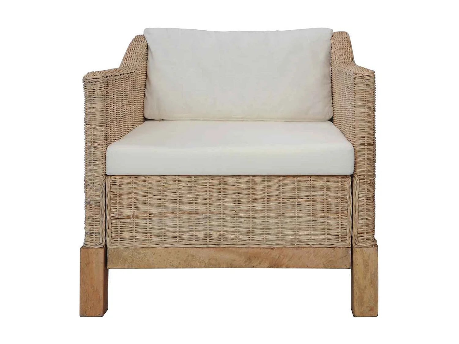 Poltrona con Cuscini in Rattan Naturale