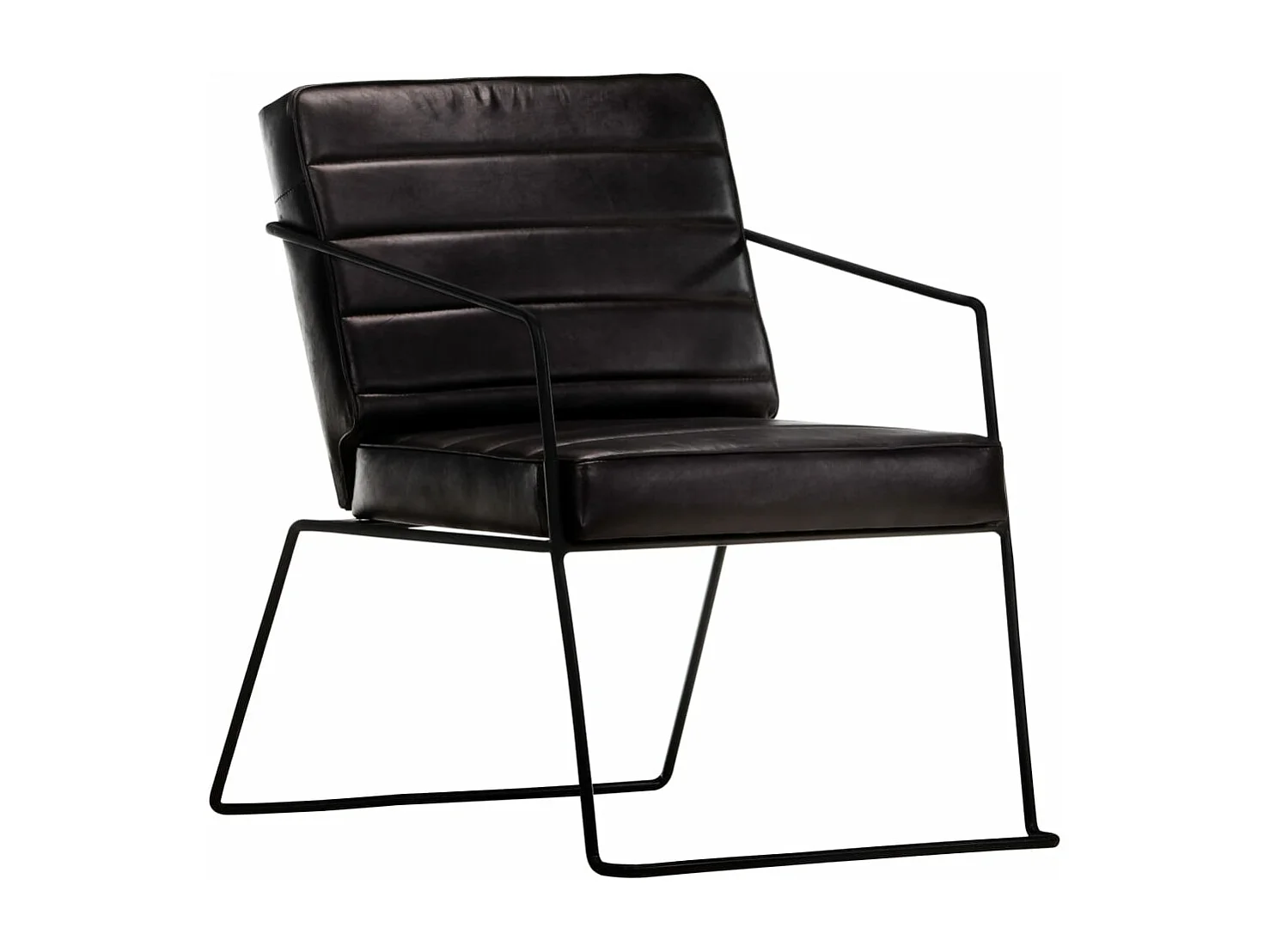 Fauteuil echt leer zwart