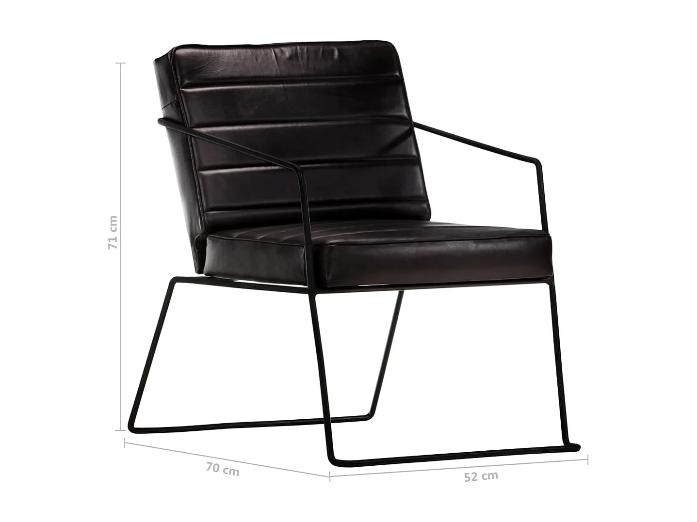 Fauteuil echt leer zwart