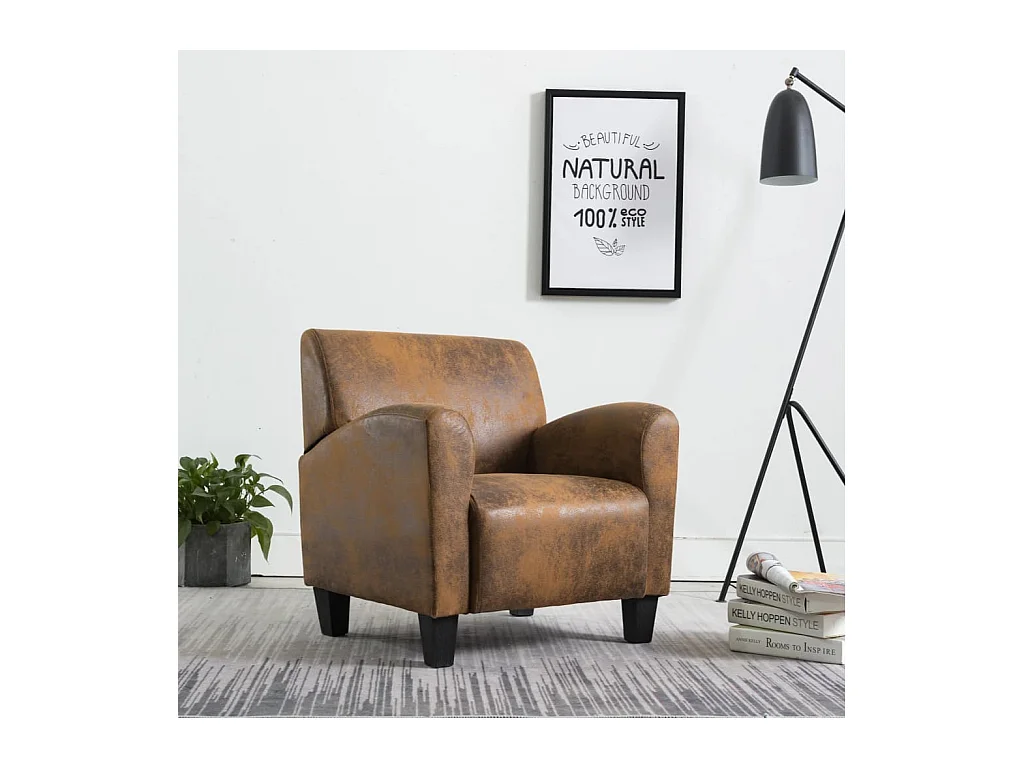 Poltrona Divano Marrone 70x69x72 cm Similpelle Scamosciata
