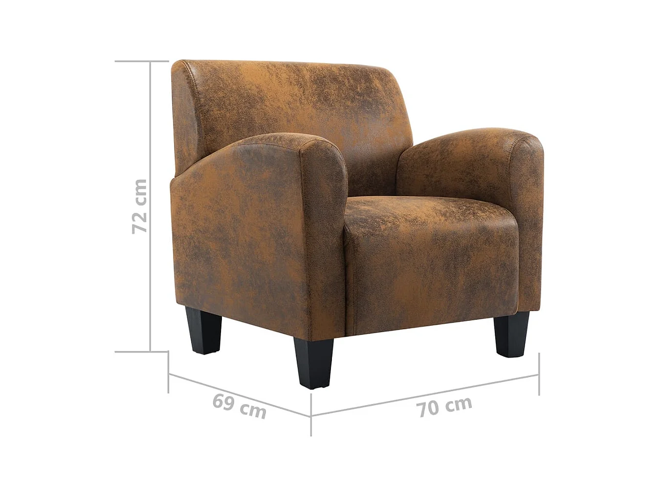 Sillón marrón 70x69x72 cm piel sintética