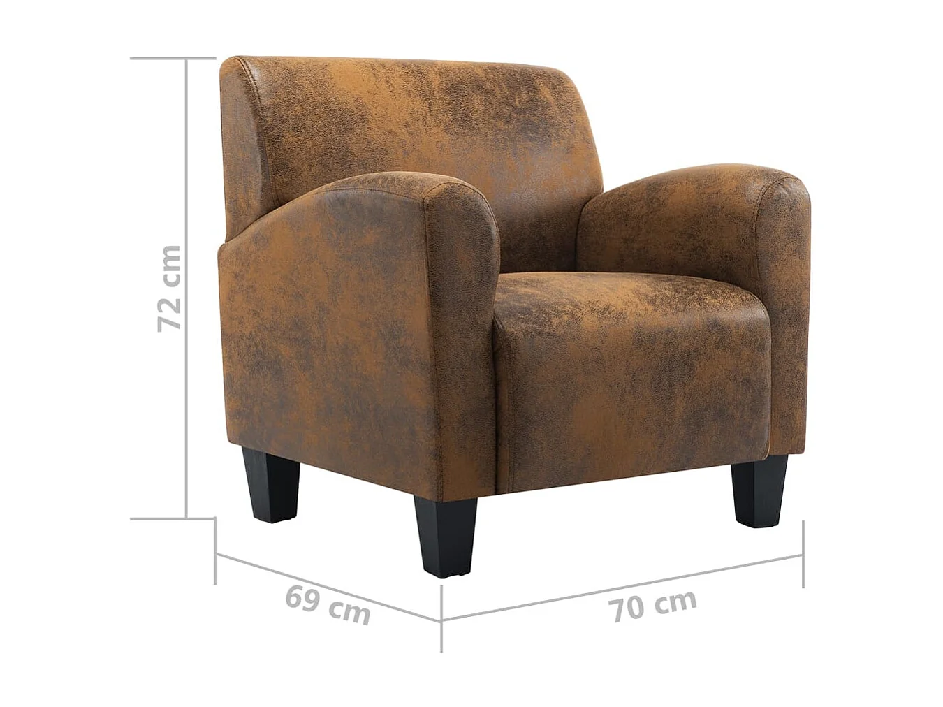 Fauteuil Bruin 70x69x72 cm Kunstsuède