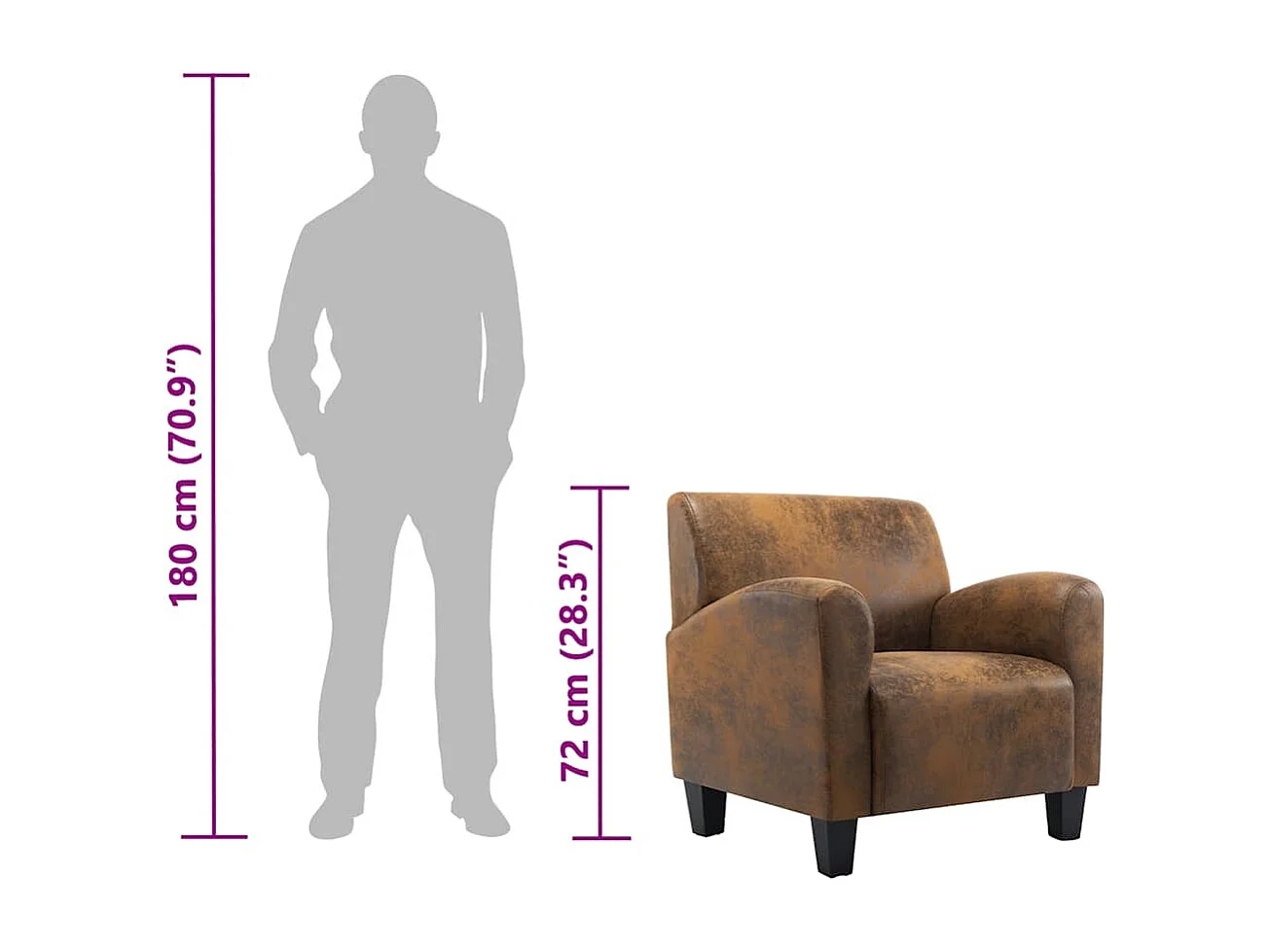 Fauteuil Bruin 70x69x72 cm Kunstsuède