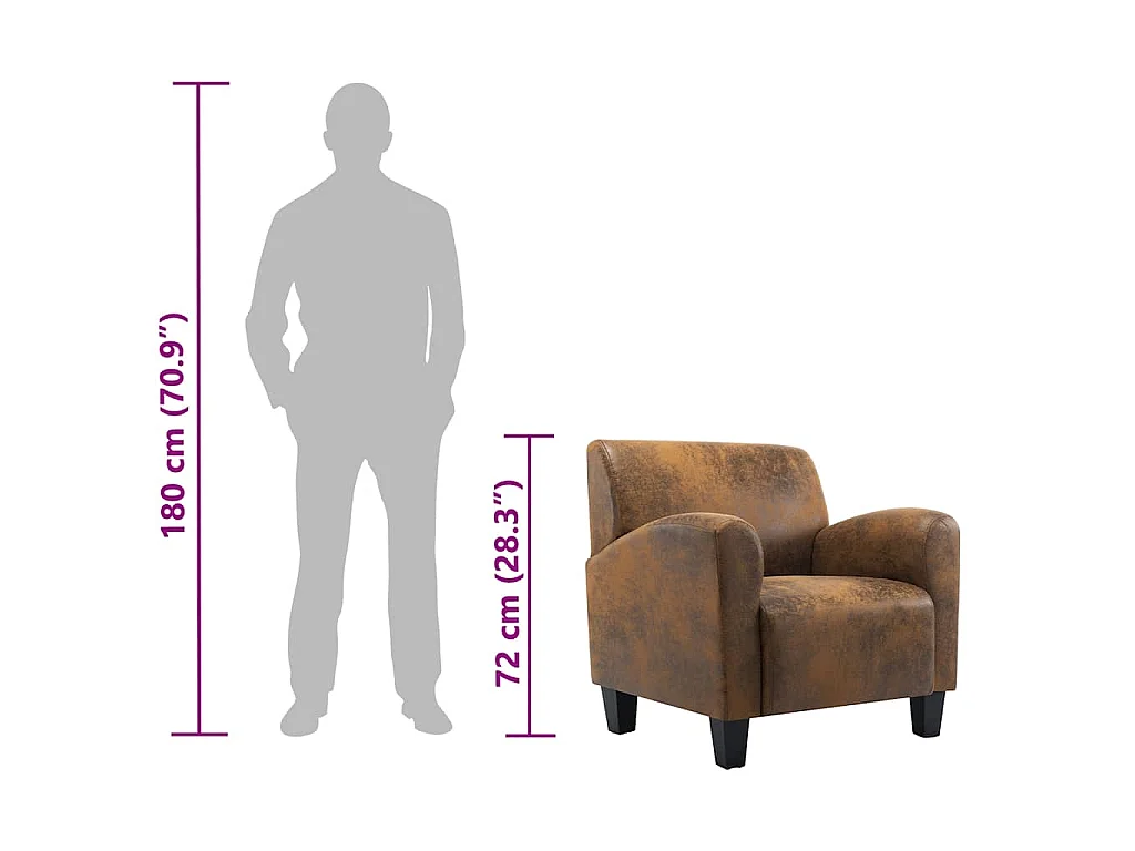 Sillón marrón 70x69x72 cm piel sintética