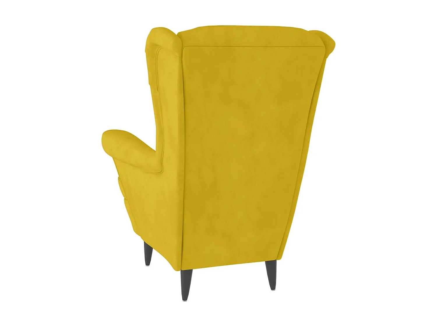 Fauteuil à oreilles avec tabouret jaune moutarde velours