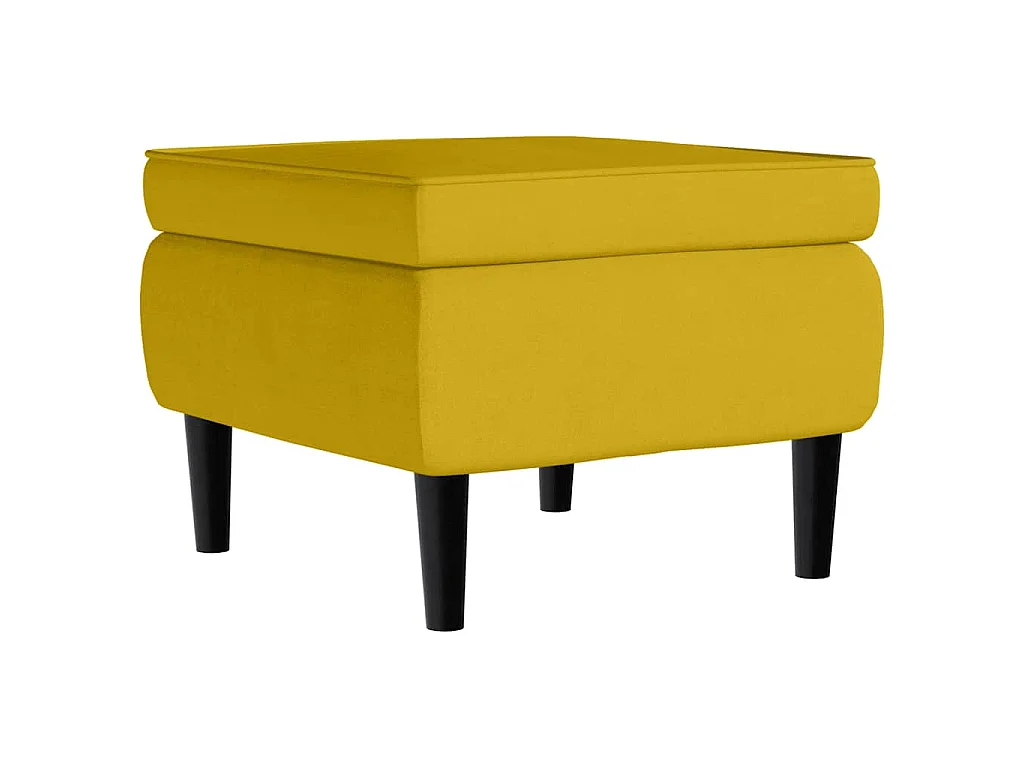 Poltrona Schienale ad Ala con Poggiapiedi Giallo Senape Velluto