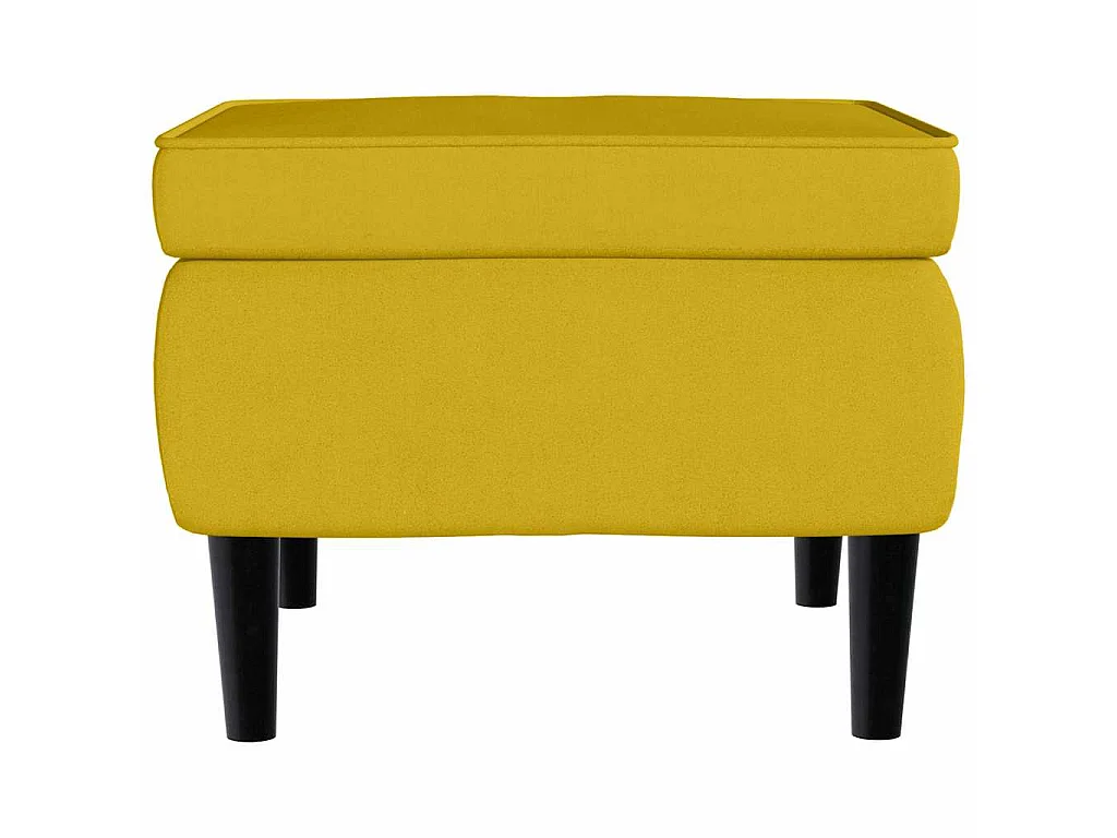 Fauteuil à oreilles avec tabouret jaune moutarde velours
