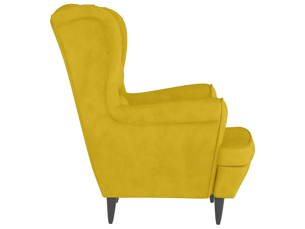 Poltrona de descanso com banco veludo amarelo mostarda