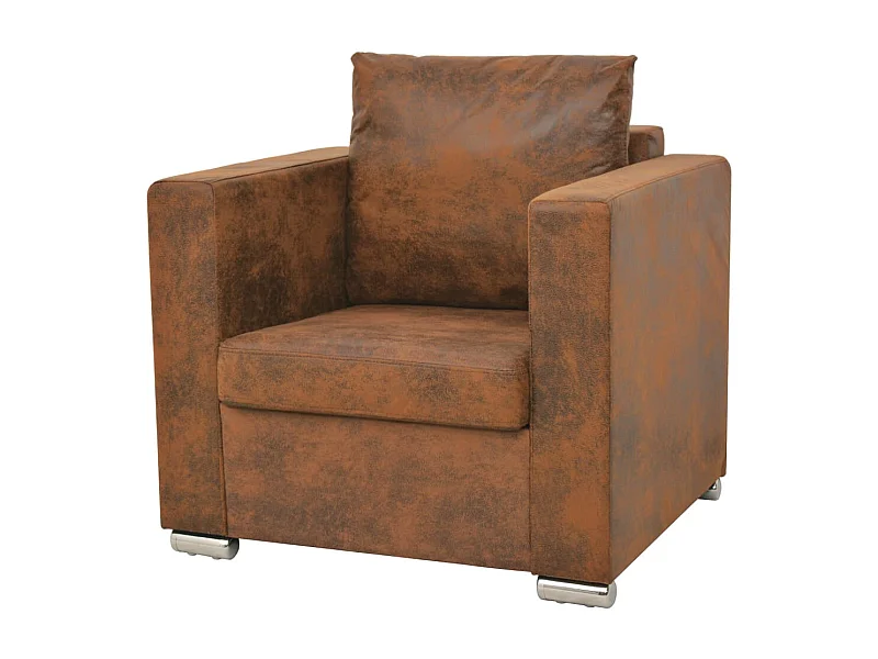 Fauteuil marron 82 x 73 x 82 cm en similicuir suédé