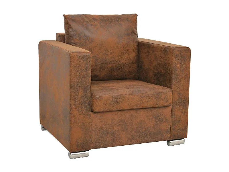 Fauteuil marron 82 x 73 x 82 cm en similicuir suédé