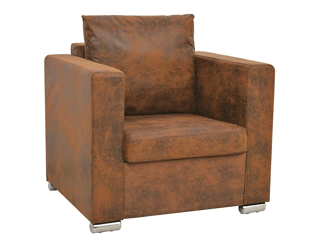 Poltrona Marrone 82x73x82 cm Similpelle Scamosciata