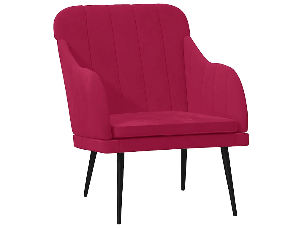 Fauteuil Rouge bordeaux 63x76x80 cm Velours