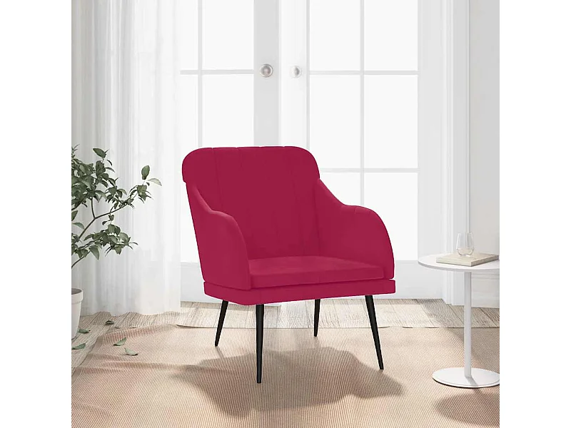Fauteuil Rouge bordeaux 63x76x80 cm Velours