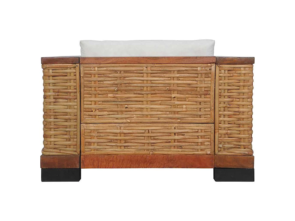 Fauteuil avec coussins Marron Rotin naturel