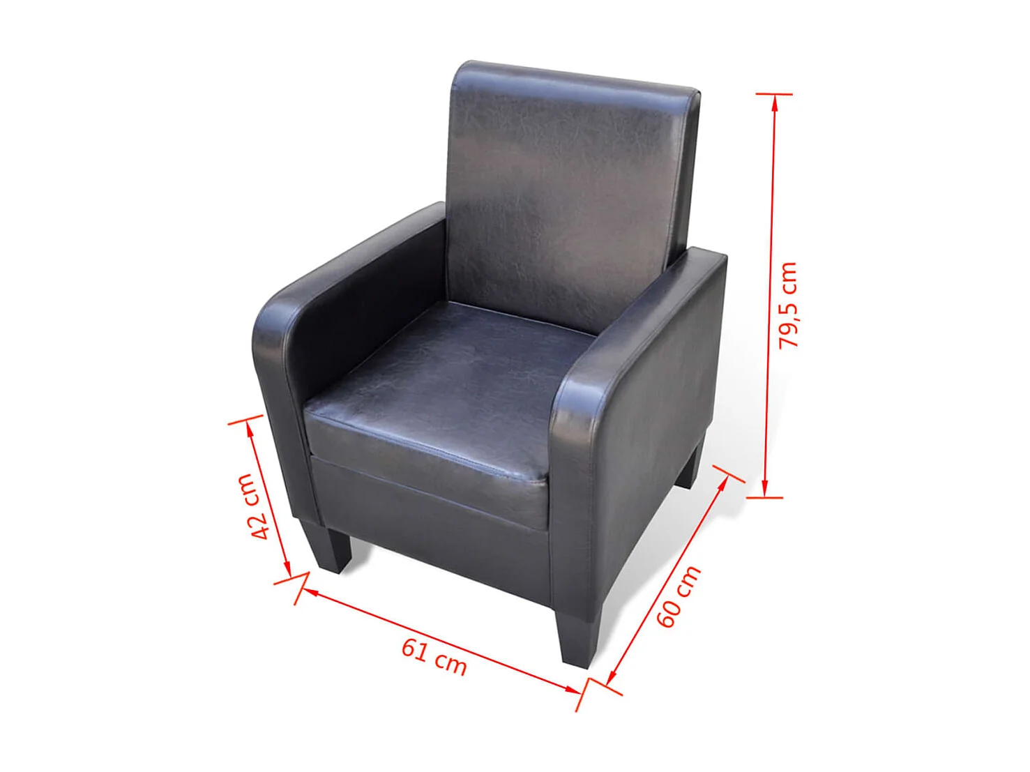 Fauteuil kunstleer zwart