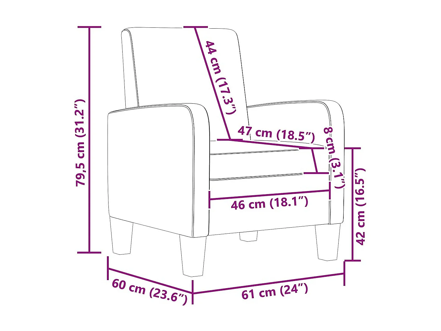 Sessel Schwarz Kunstleder
