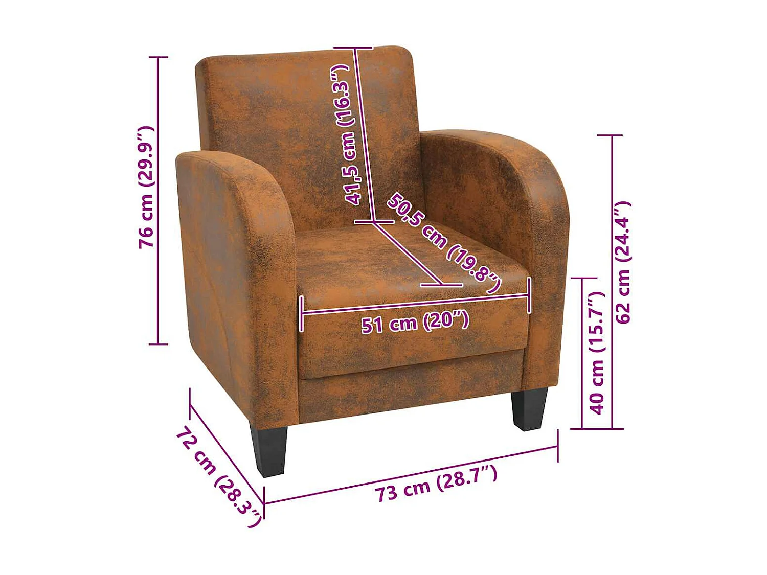 Sessel Braun Wildleder-Optik