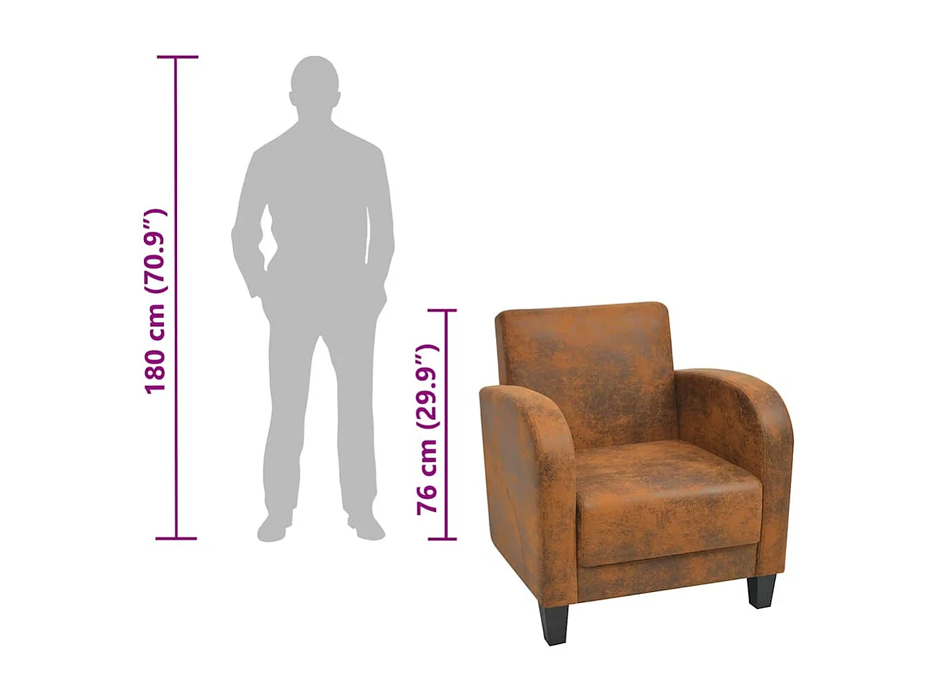 Sessel Braun Wildleder-Optik