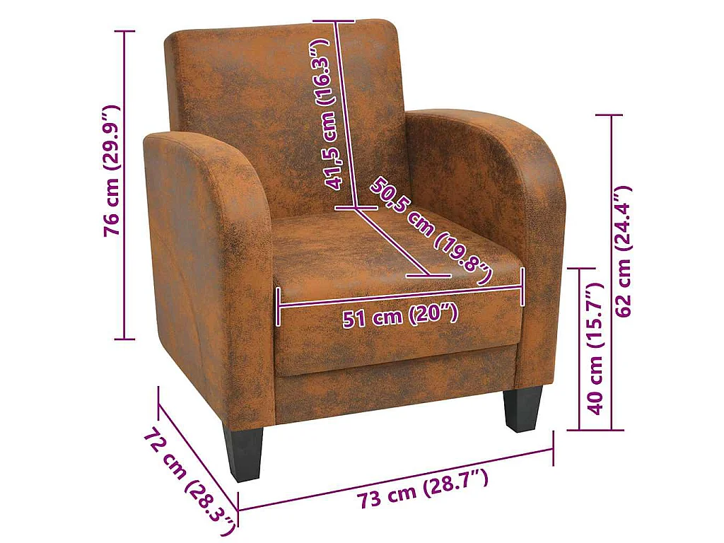 Fauteuil Marron Similicuir daim
