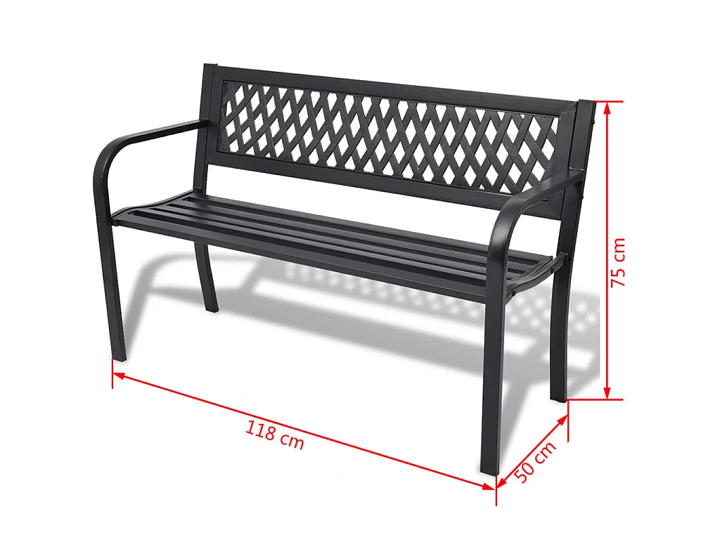 Banc de jardin 118 cm Acier Noir