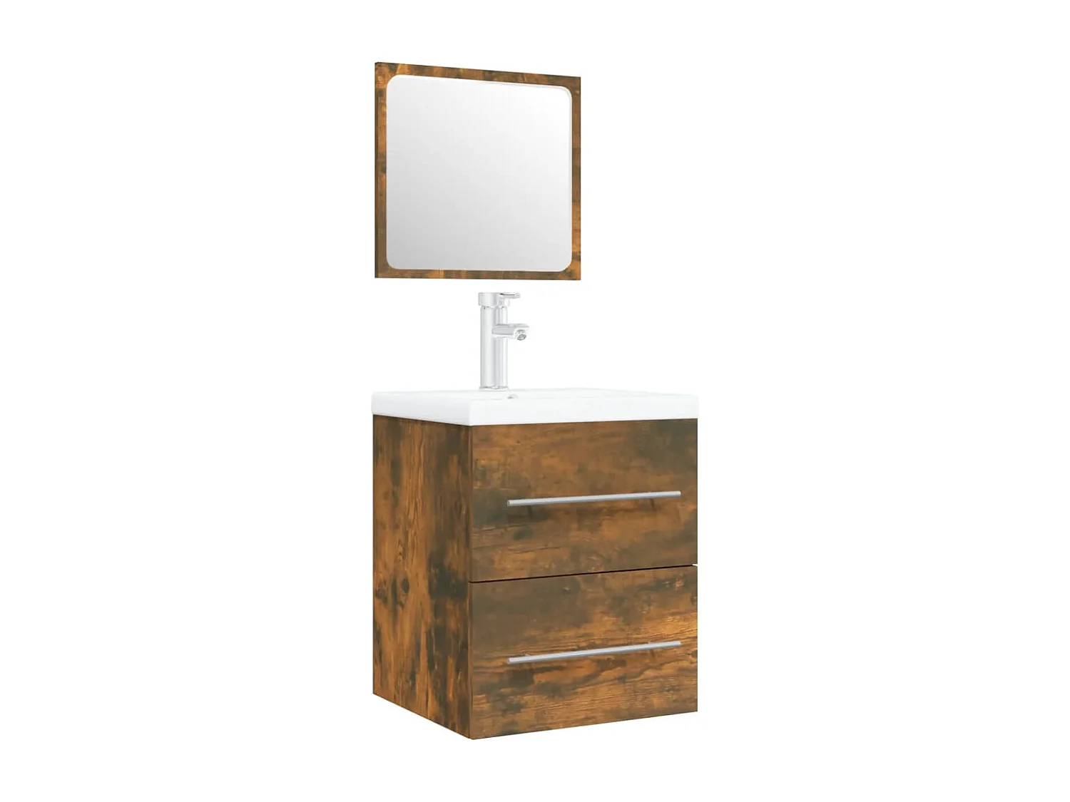 Mobile Bagno con Lavabo Integrato Rovere Fumo Legno Multistrato