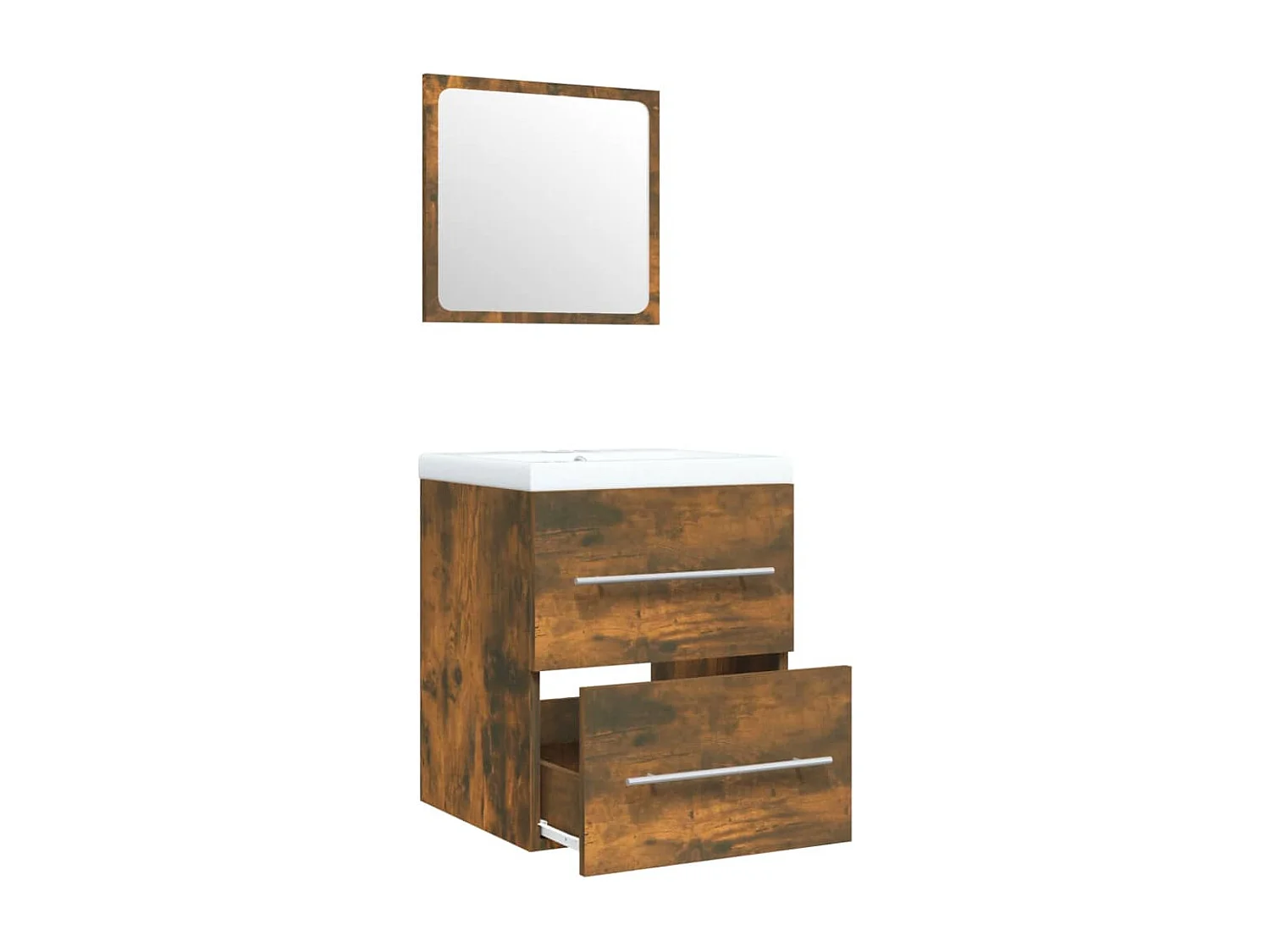 Mobile Bagno con Lavabo Integrato Rovere Fumo Legno Multistrato