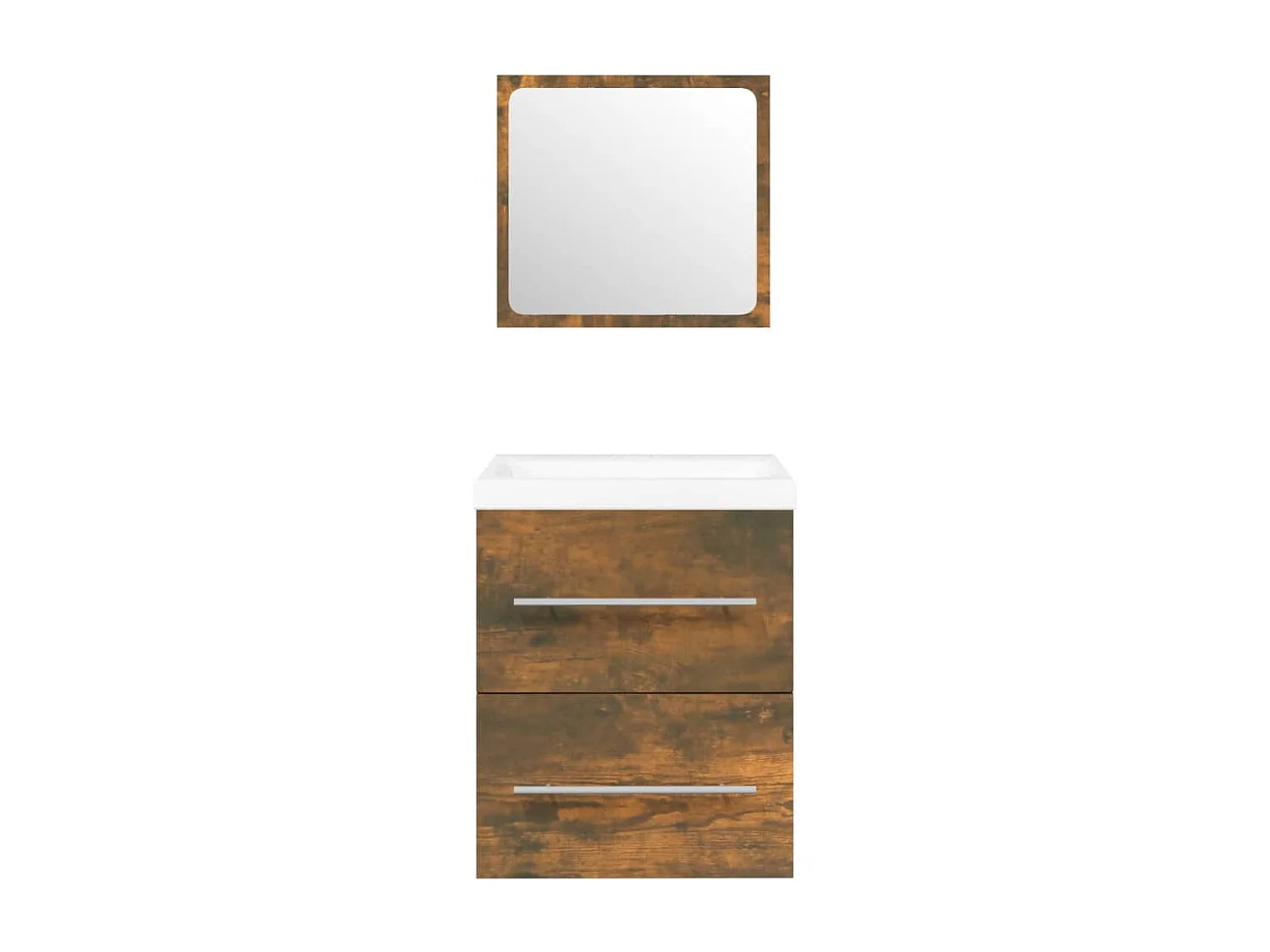 Mobile Bagno con Lavabo Integrato Rovere Fumo Legno Multistrato