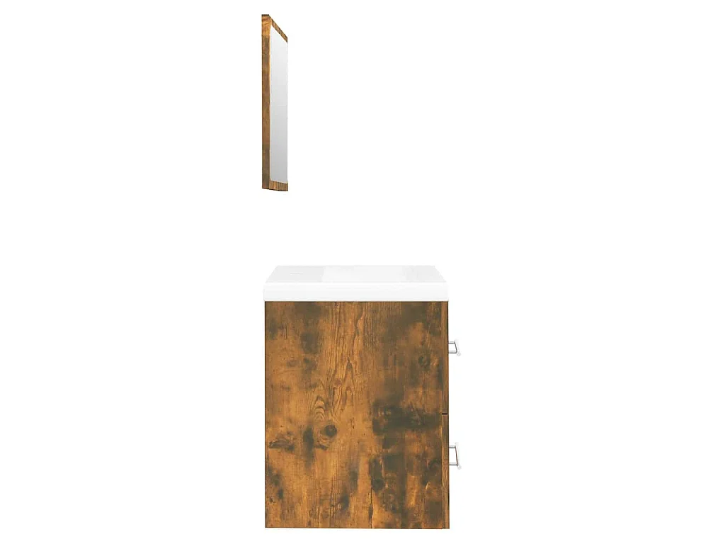 Waschbeckenschrank mit Einbaubecken Räuchereiche Holzwerkstoff