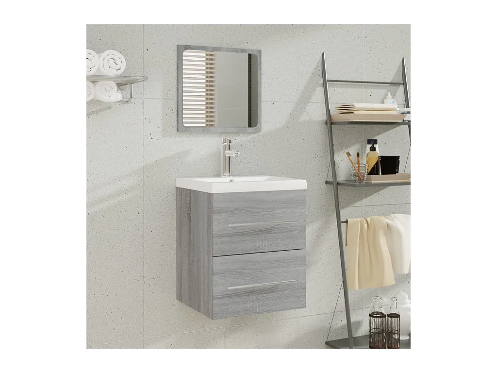 Meuble lavabo avec bassin intégré Sonoma gris Bois d'ingénierie