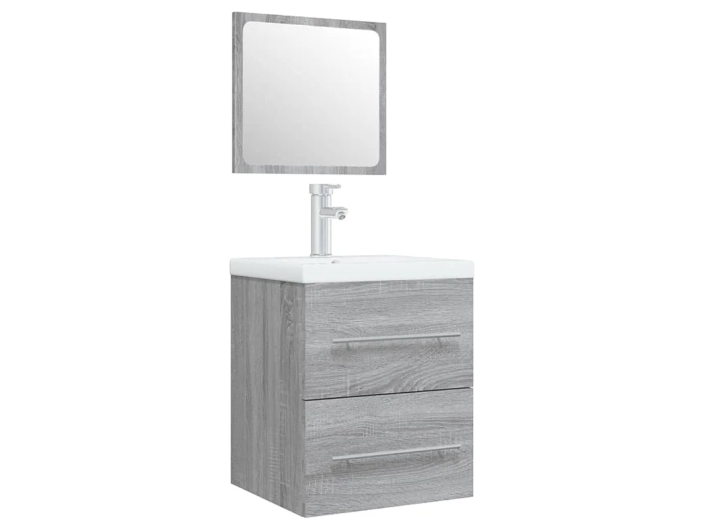 Mobile Bagno e Lavabo Integrato Grigio Sonoma Legno Multistrato