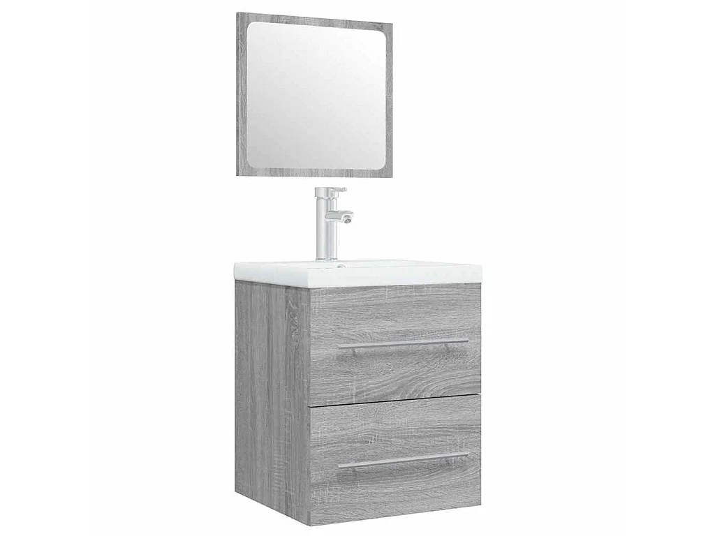 Mueble de baño con lavabo madera contrachapada gris Sonoma