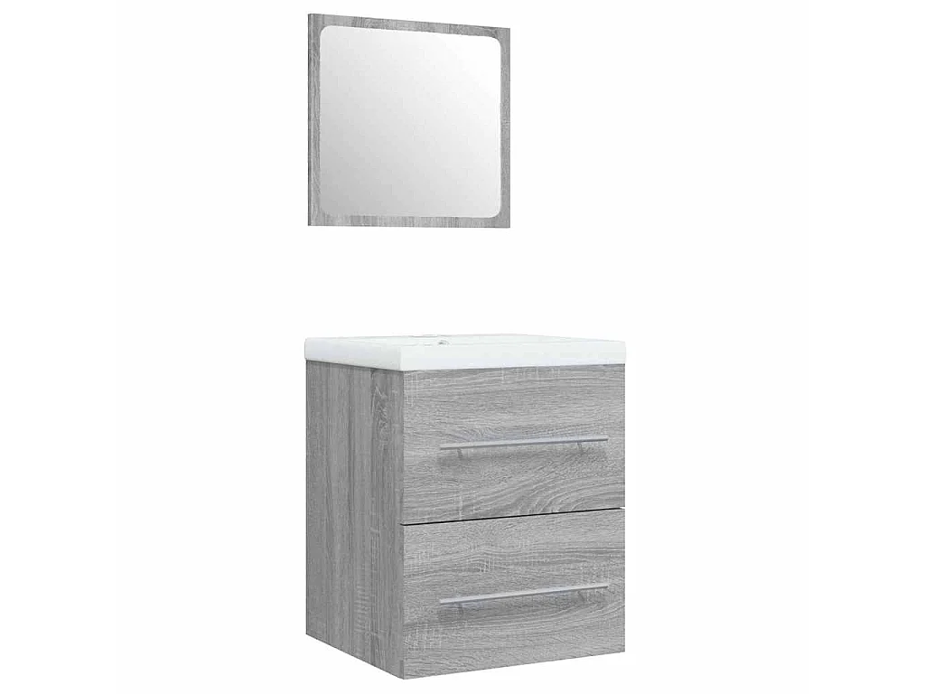 Mueble de baño con lavabo madera contrachapada gris Sonoma