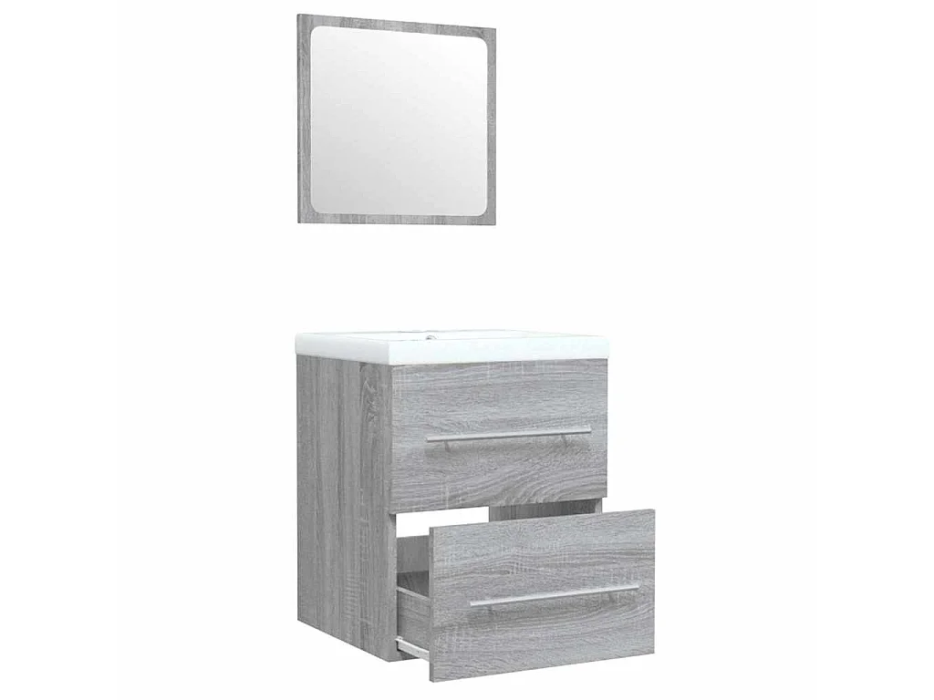 Mueble de baño con lavabo madera contrachapada gris Sonoma