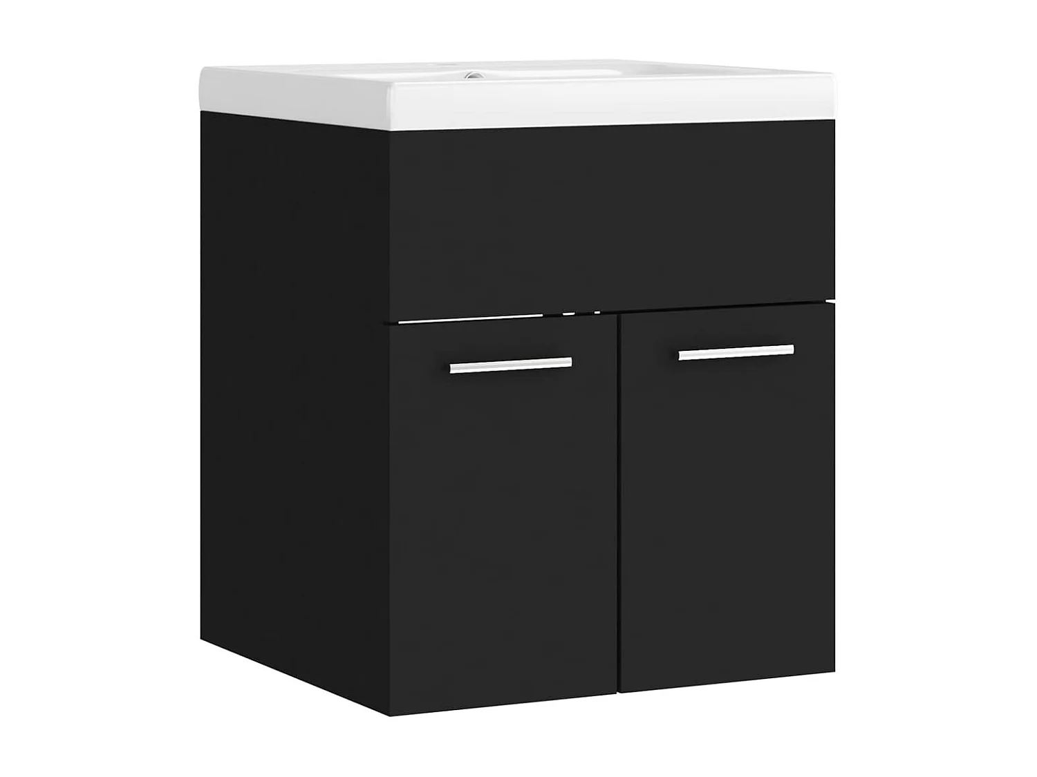 Armoire d'évier avec lavabo intégré Noir Aggloméré