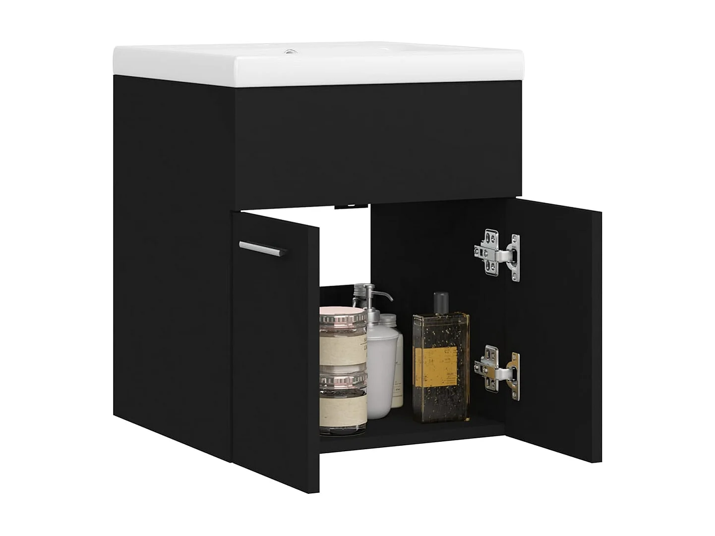 Armoire d'évier avec lavabo intégré Noir Aggloméré
