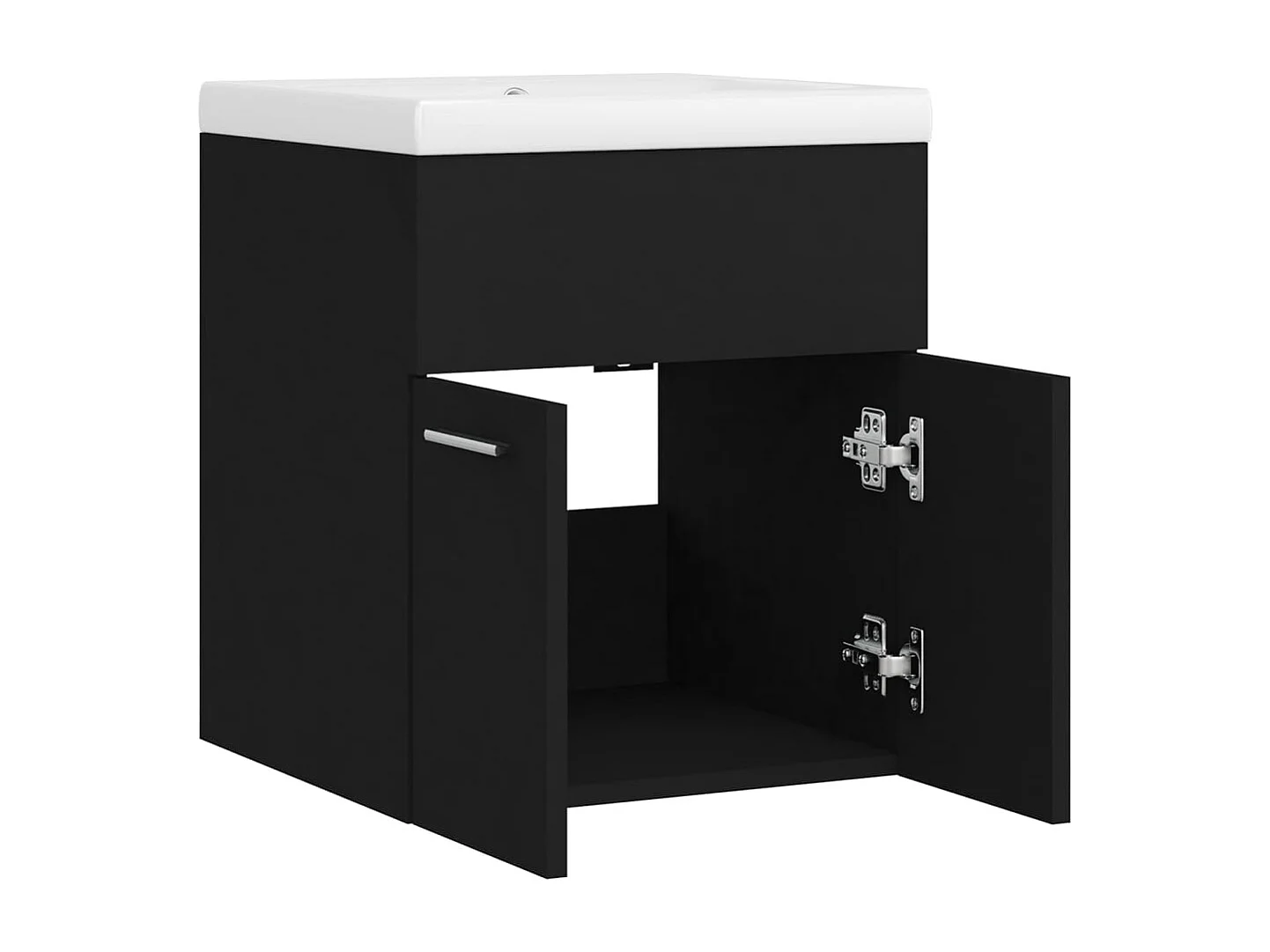 Armoire d'évier avec lavabo intégré Noir Aggloméré