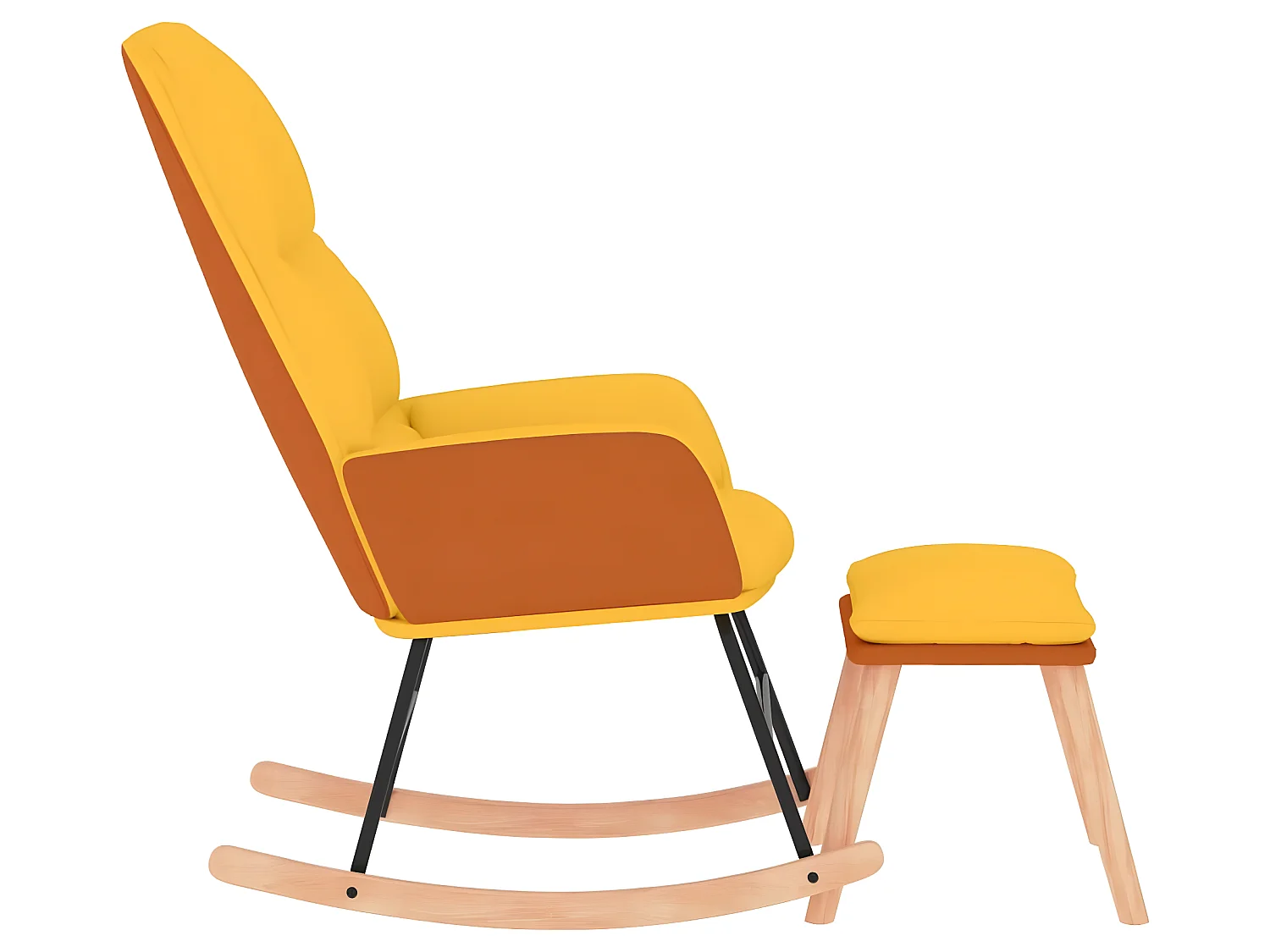Chaise à bascule avec repose-pied Jaune moutarde Tissu