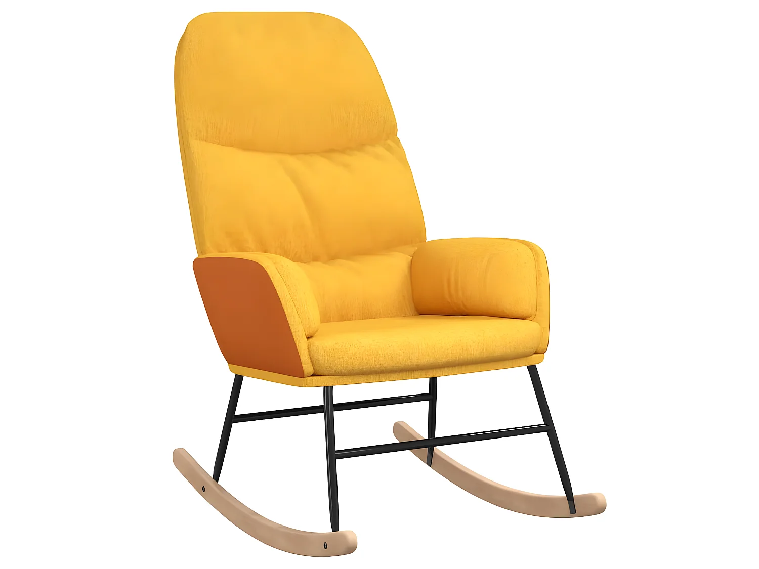 Chaise à bascule avec repose-pied Jaune moutarde Tissu