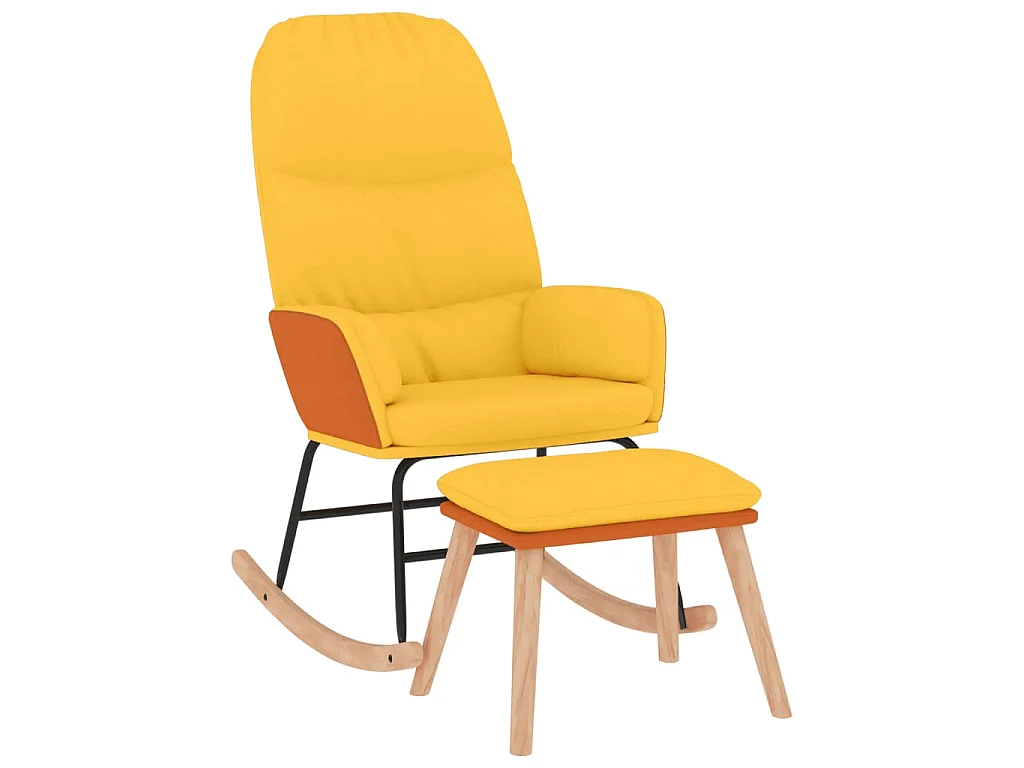 Chaise à bascule avec repose-pied Jaune moutarde Tissu