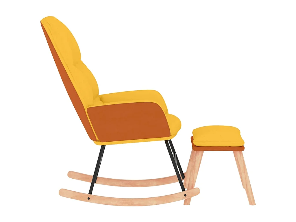 Chaise à bascule avec repose-pied Jaune moutarde Tissu