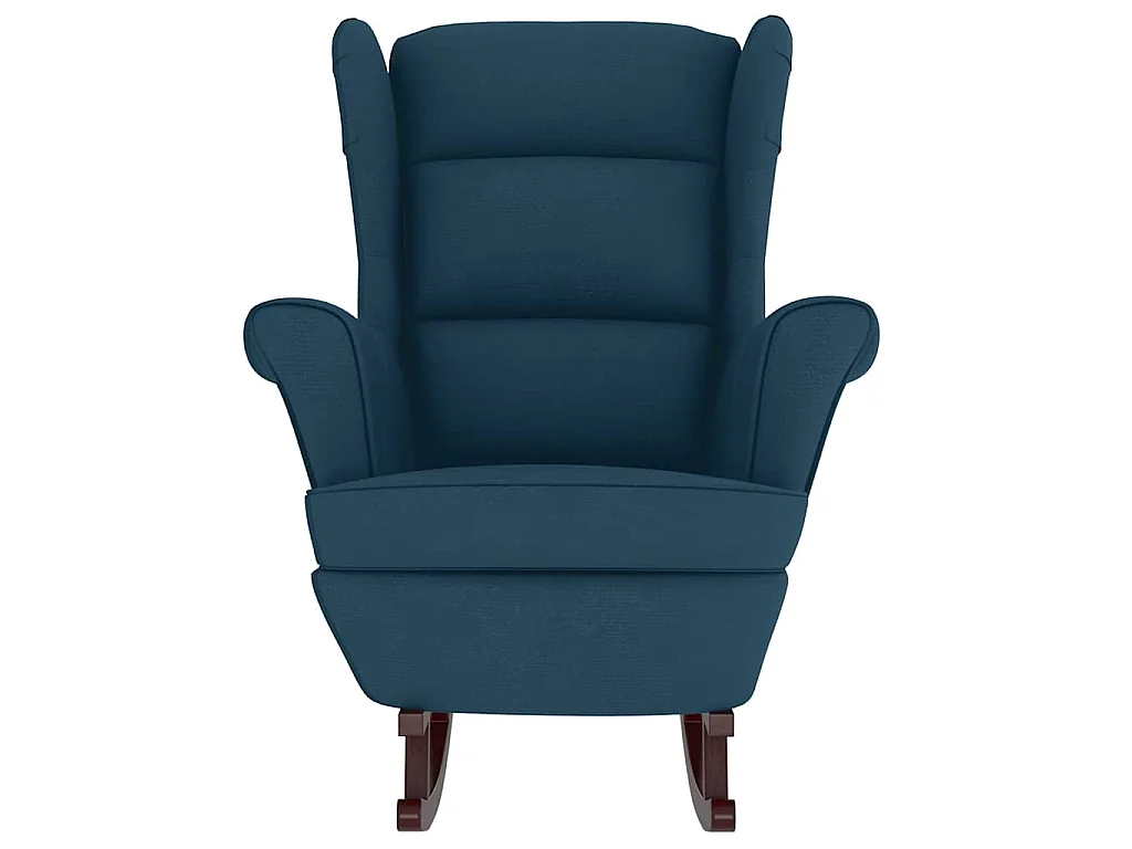 Schaukelstuhl Ohrensessel Blau Samt und Massivholz