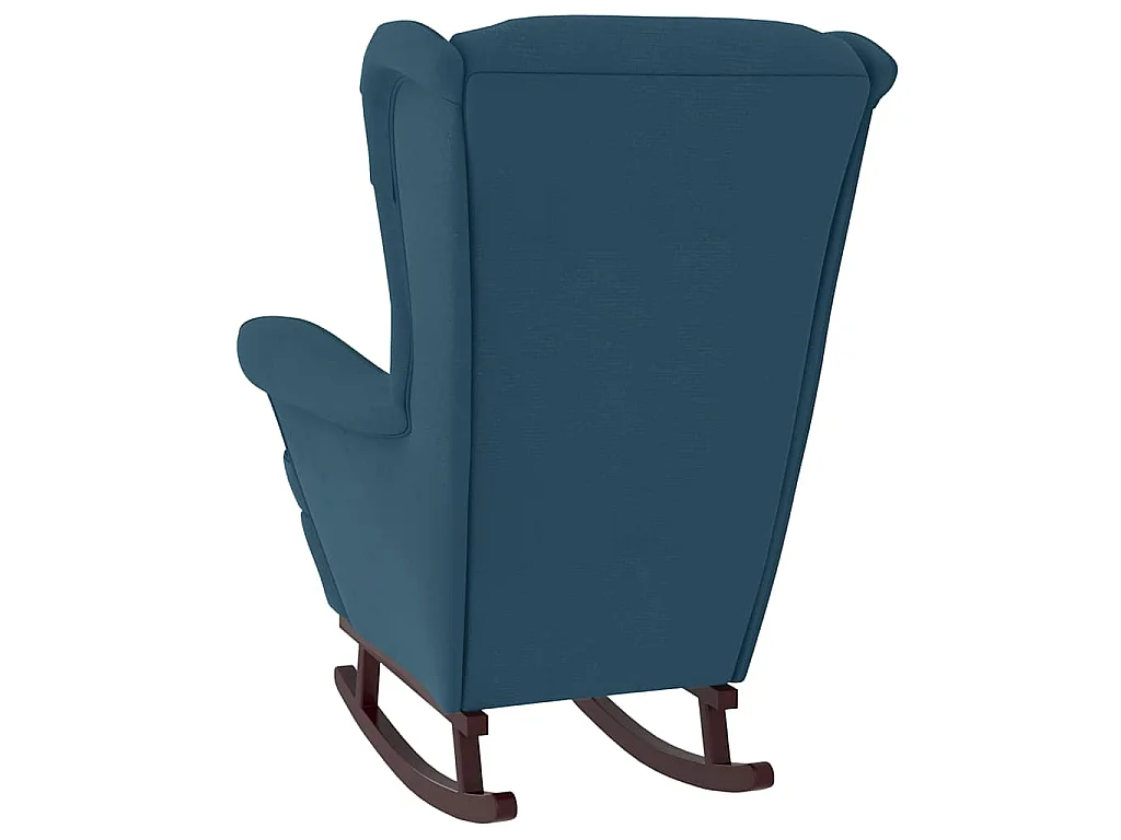 Fauteuil à bascule à oreilles en velours bleu bois massif