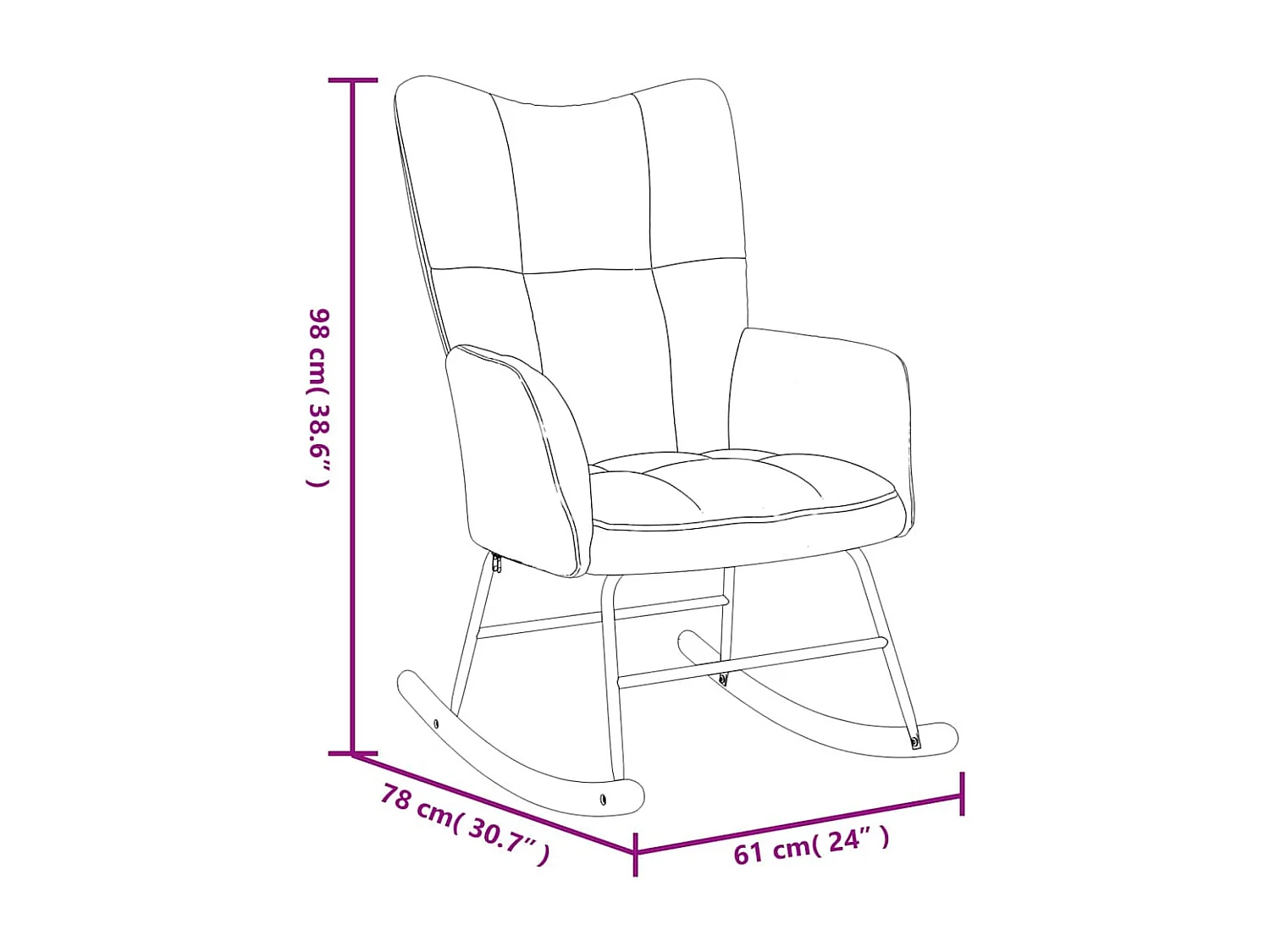 Schommelstoel met voetenbank fluweel zwart