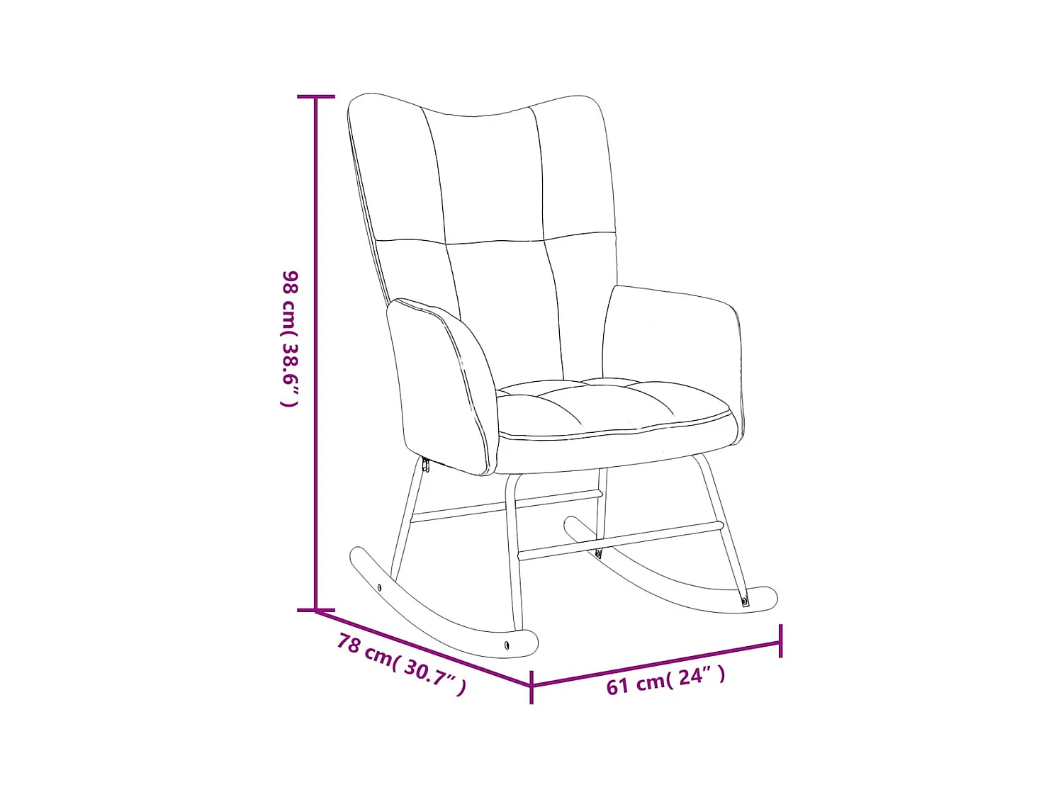 Chaise à bascule avec repose-pied Noir Velours