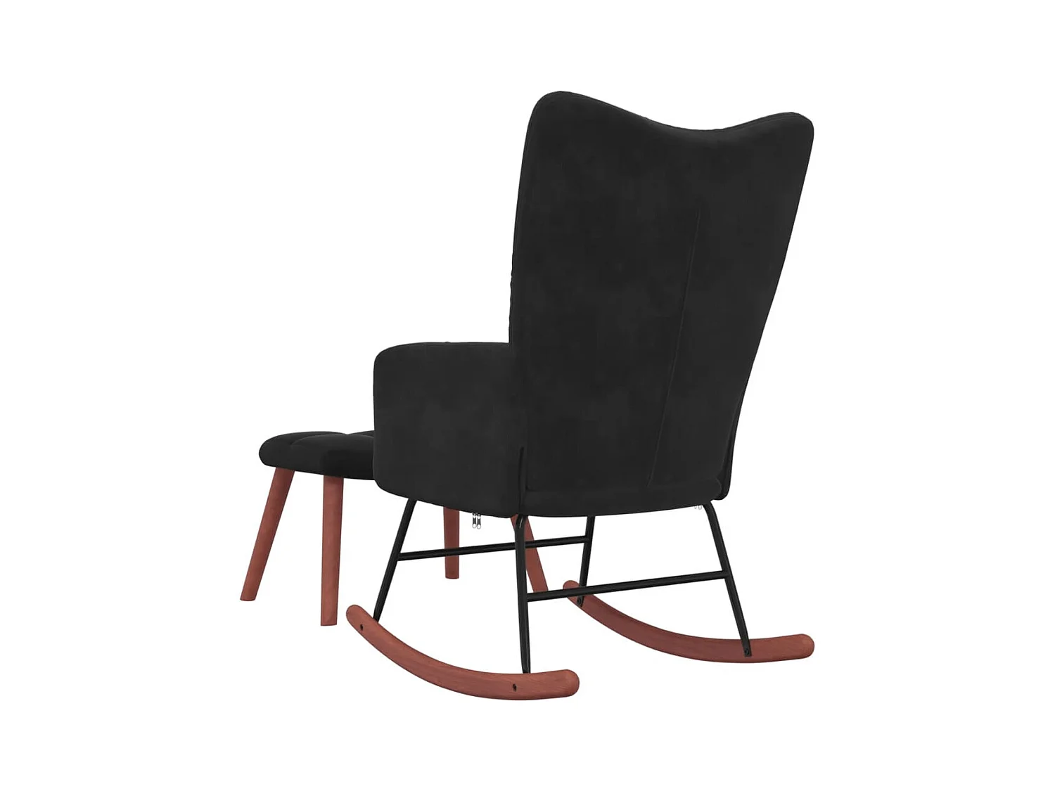 Chaise à bascule avec repose-pied Noir Velours