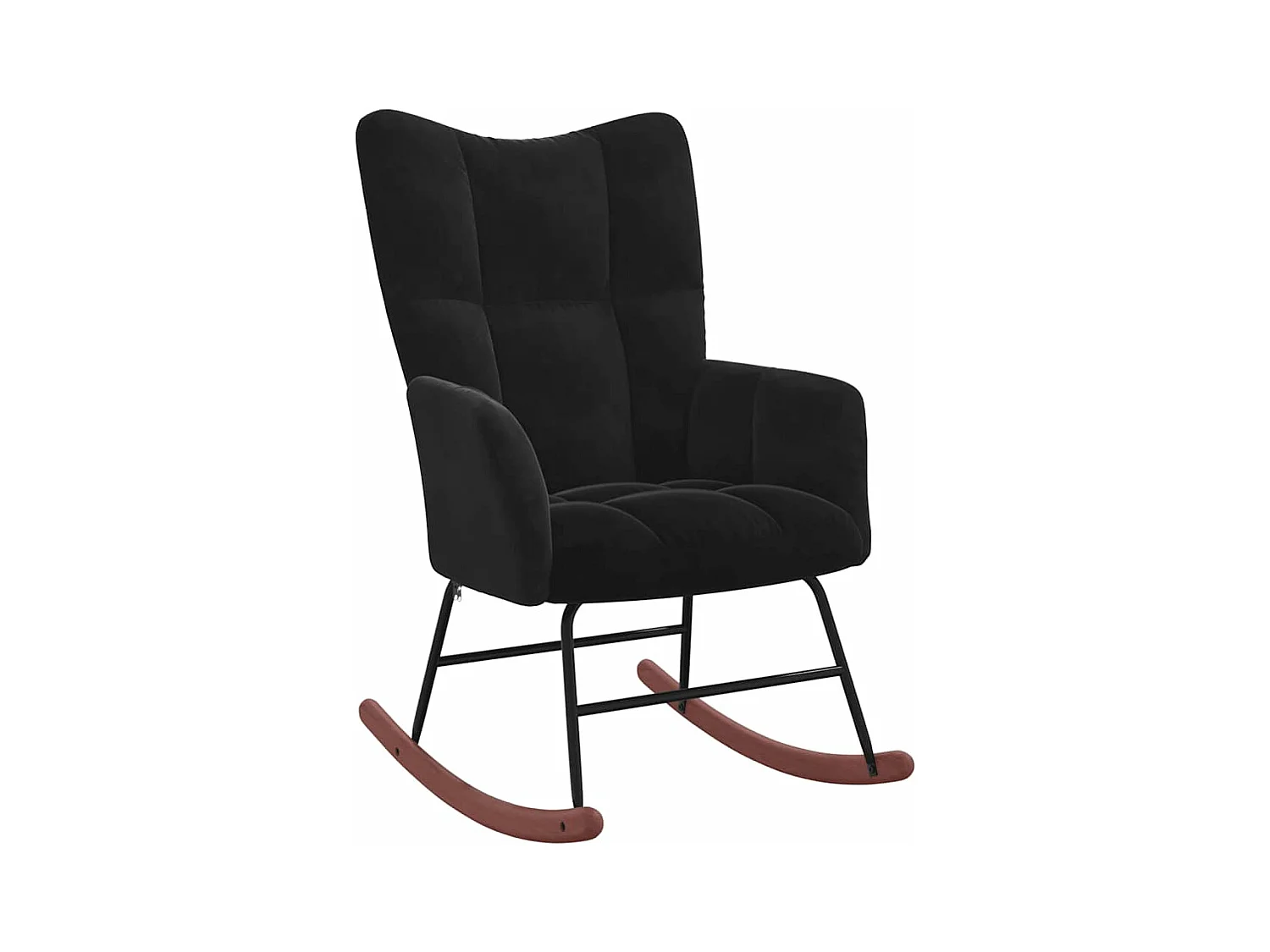 Chaise à bascule avec repose-pied Noir Velours