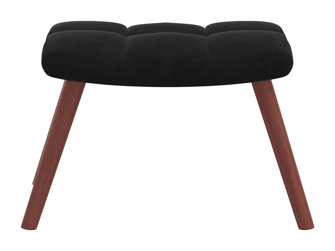 Schommelstoel met voetenbank fluweel zwart