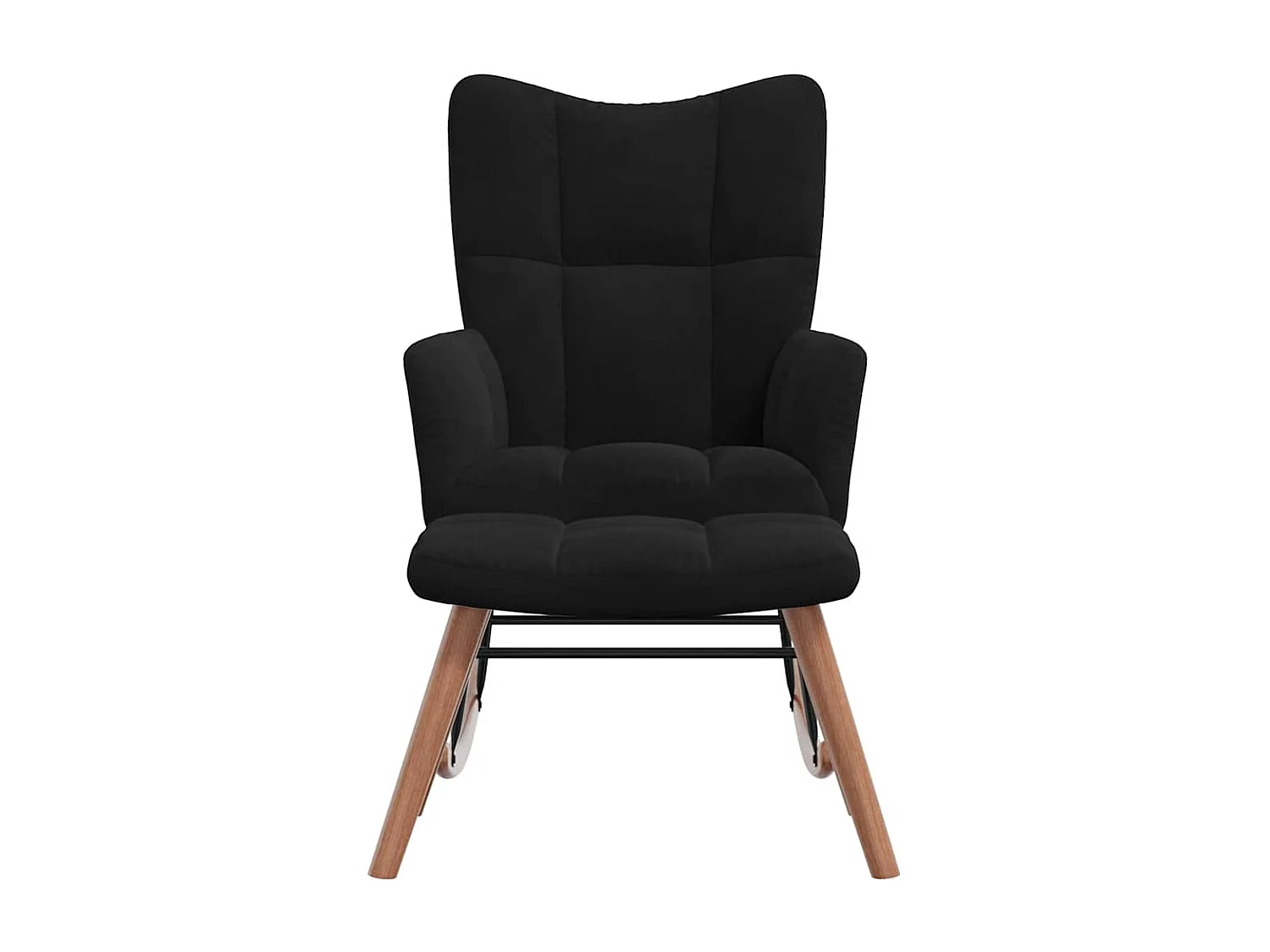 Chaise à bascule avec repose-pied Noir Velours