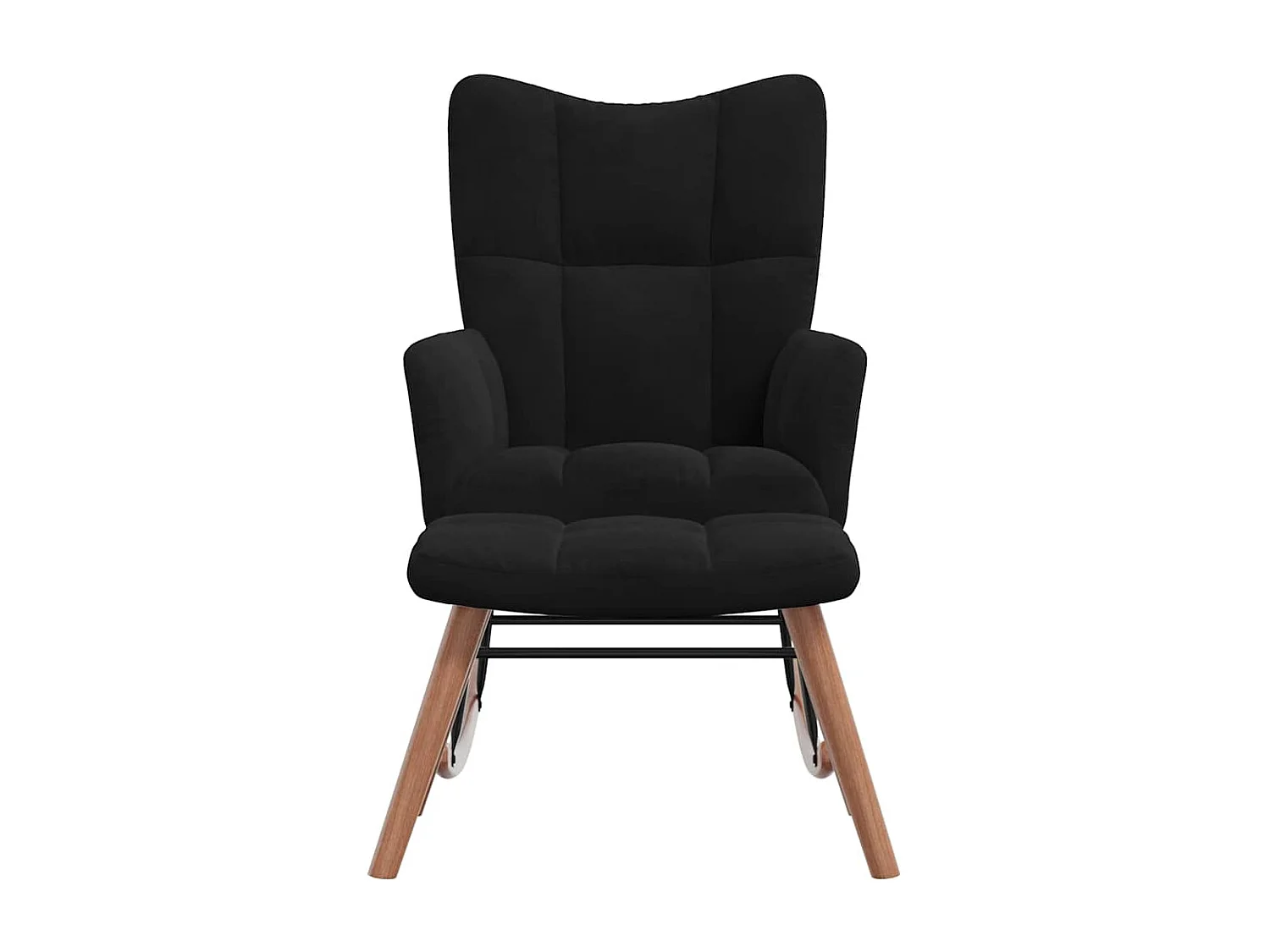 Chaise à bascule avec repose-pied Noir Velours