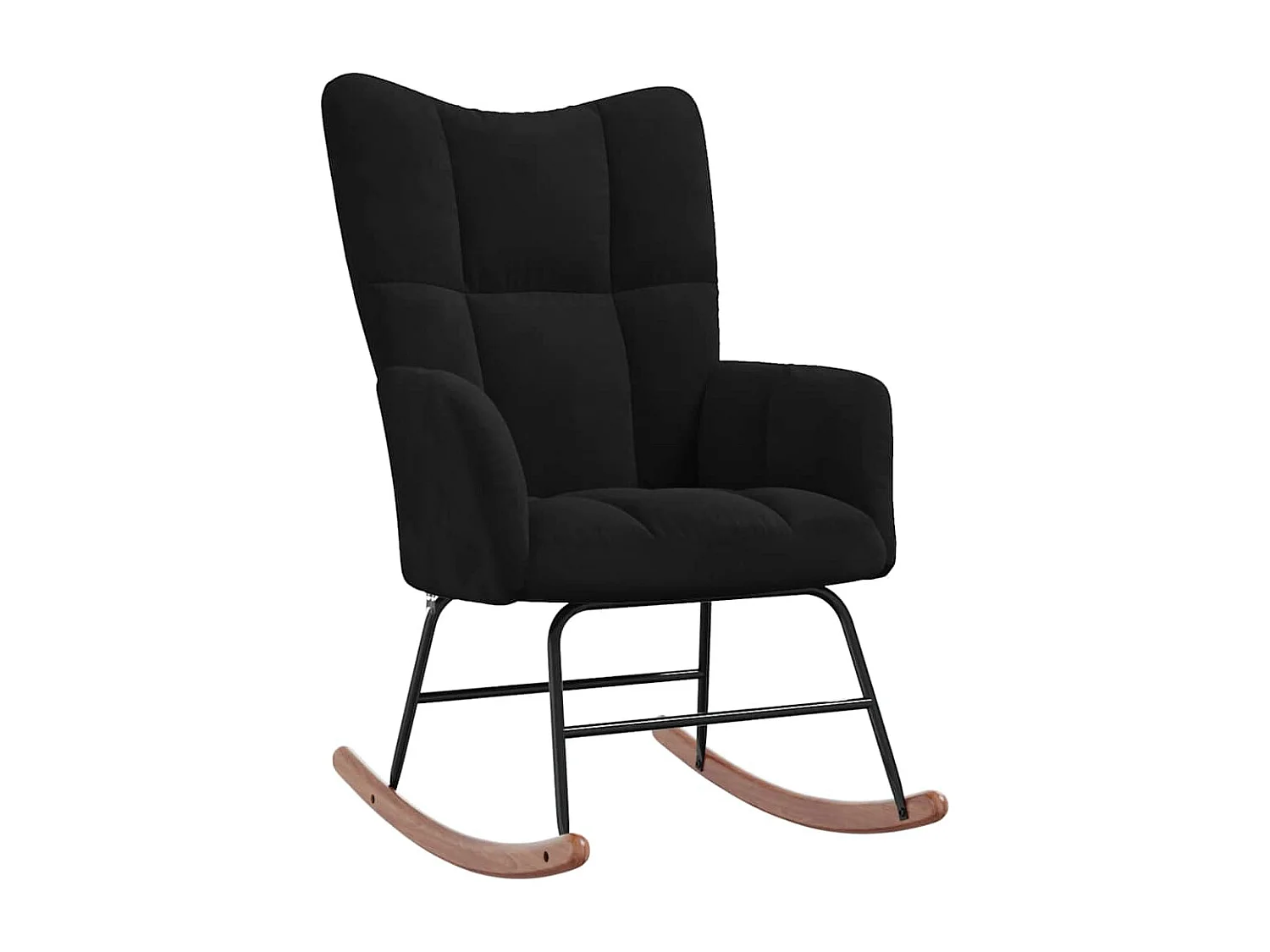 Chaise à bascule avec repose-pied Noir Velours